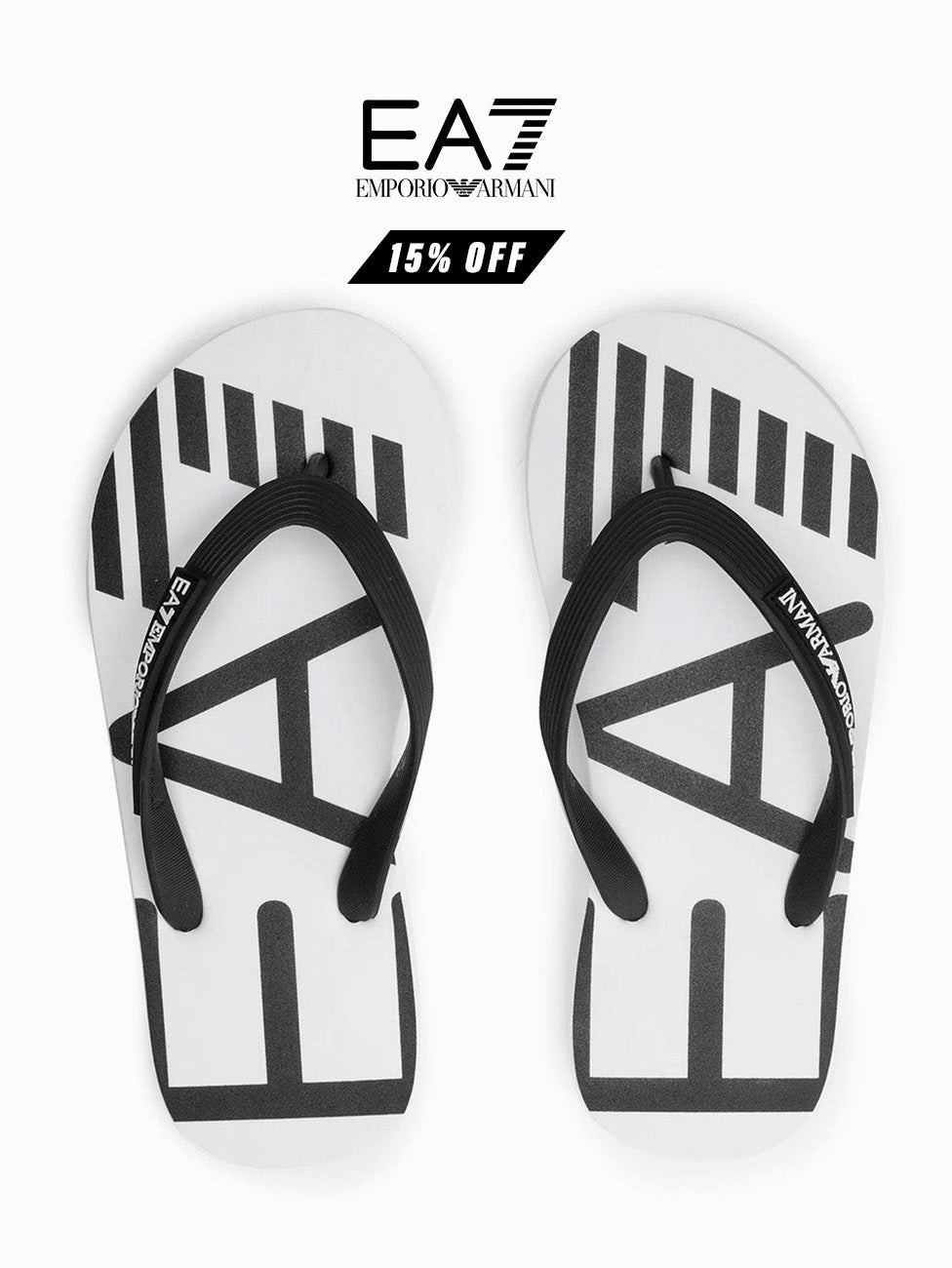 EA7 White & Black Rubber Flip Flops