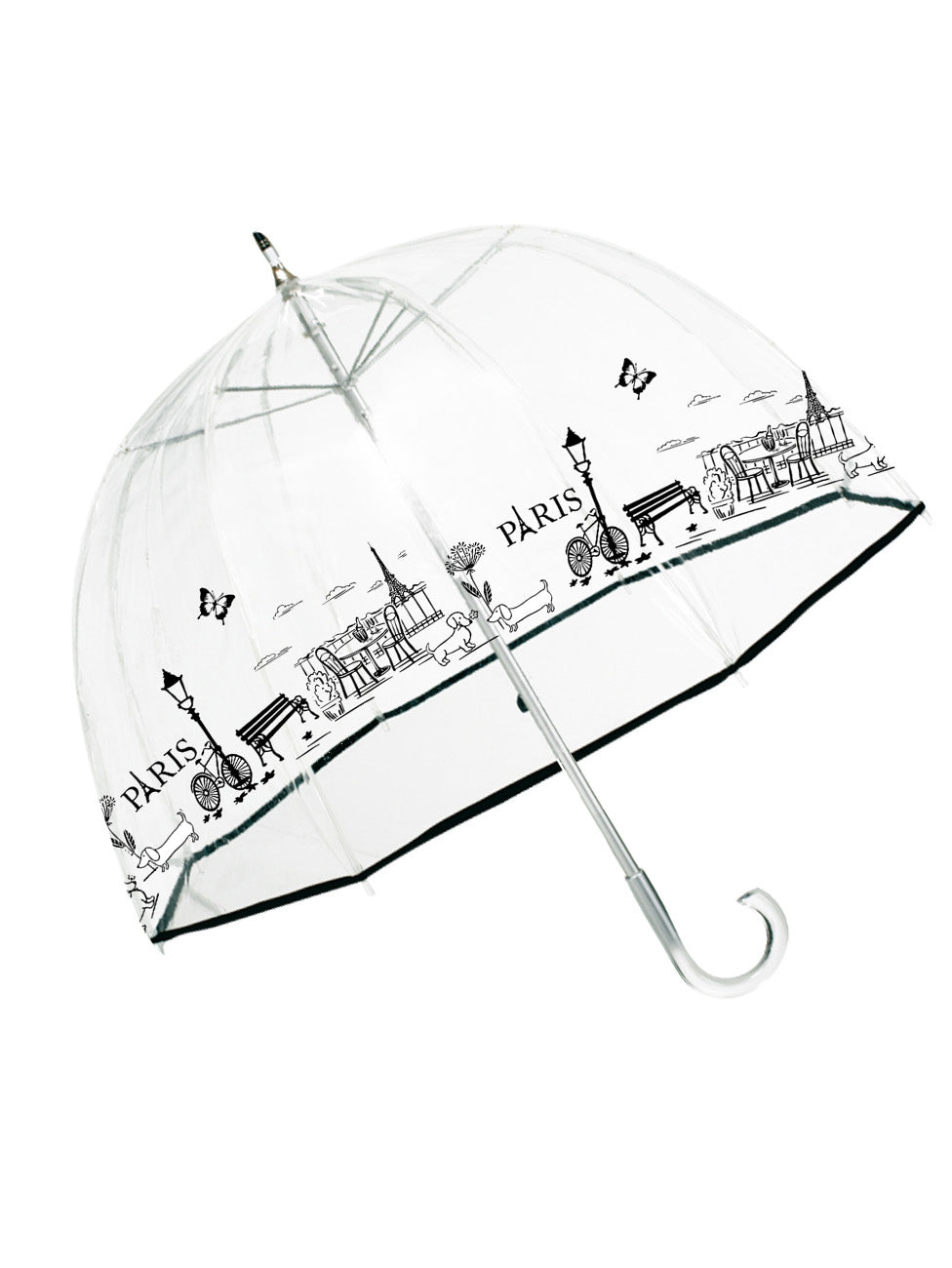Isotoner Clear/Dachshund Transparent Dome Umbrella