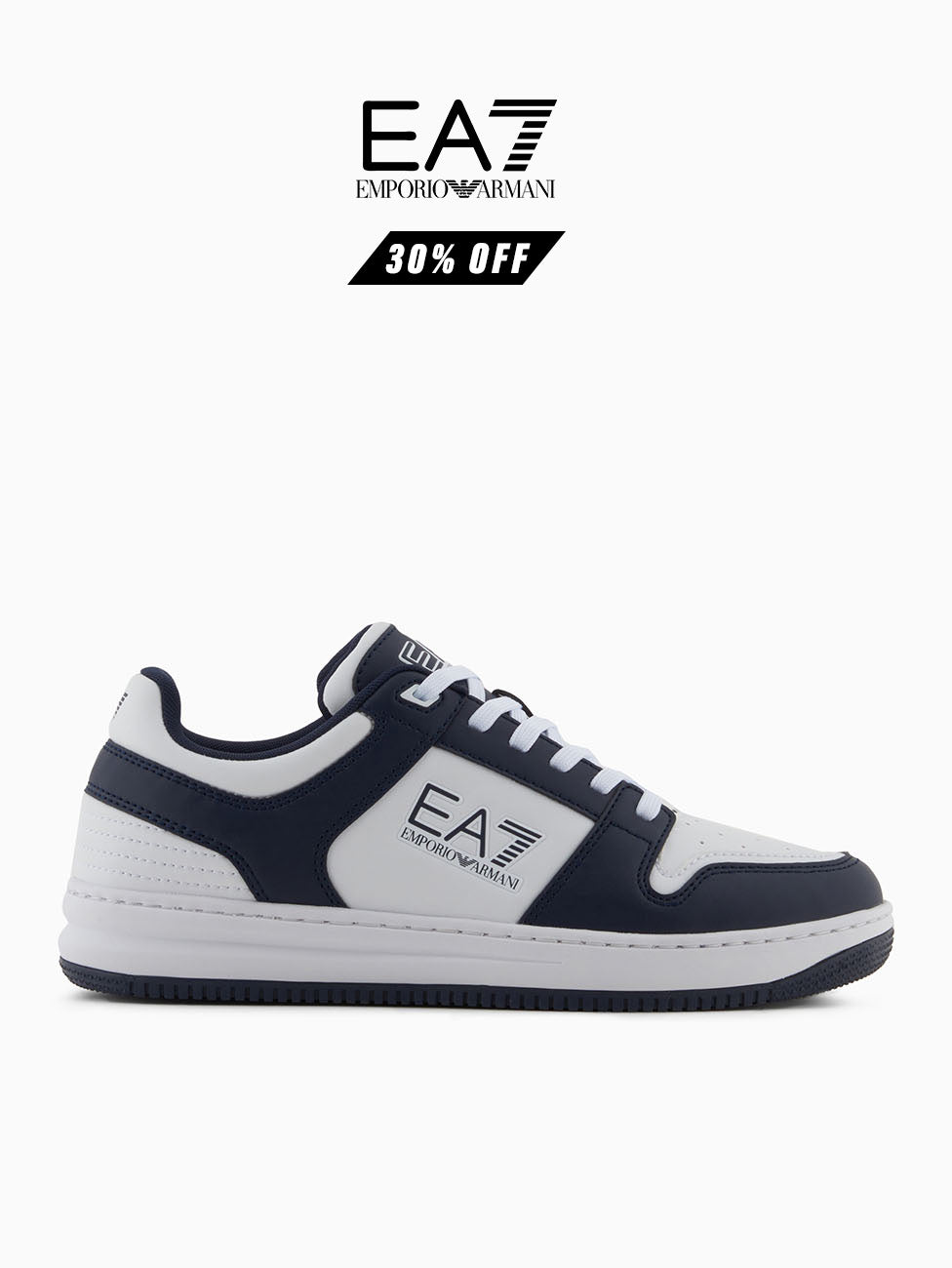 EA7 Navy & White Unisex Low-Top Sneakers