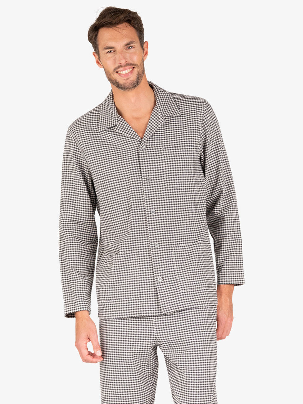 Eminence Men’s Cotton Flannel Button-Front Long Pyjamas