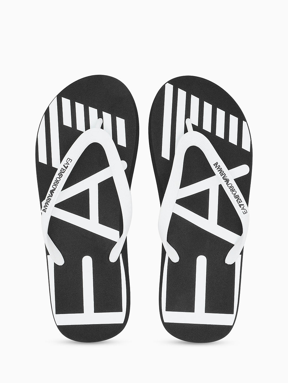 EA7 Black & White Oversize Logo Flip Flops