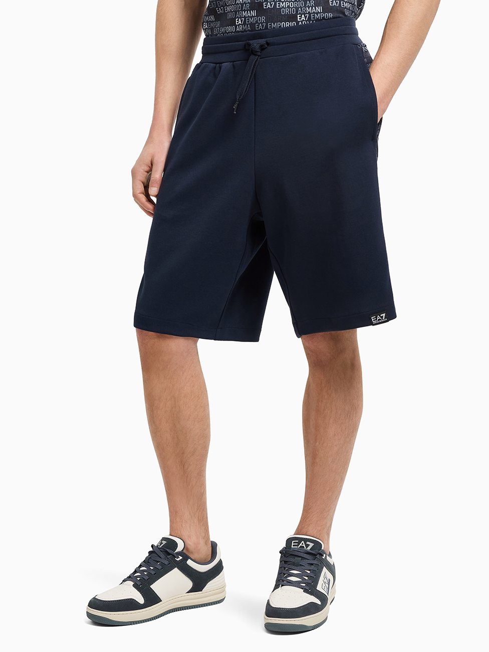 EA7 Logo Series Cotton-Blend Bermuda Shorts
