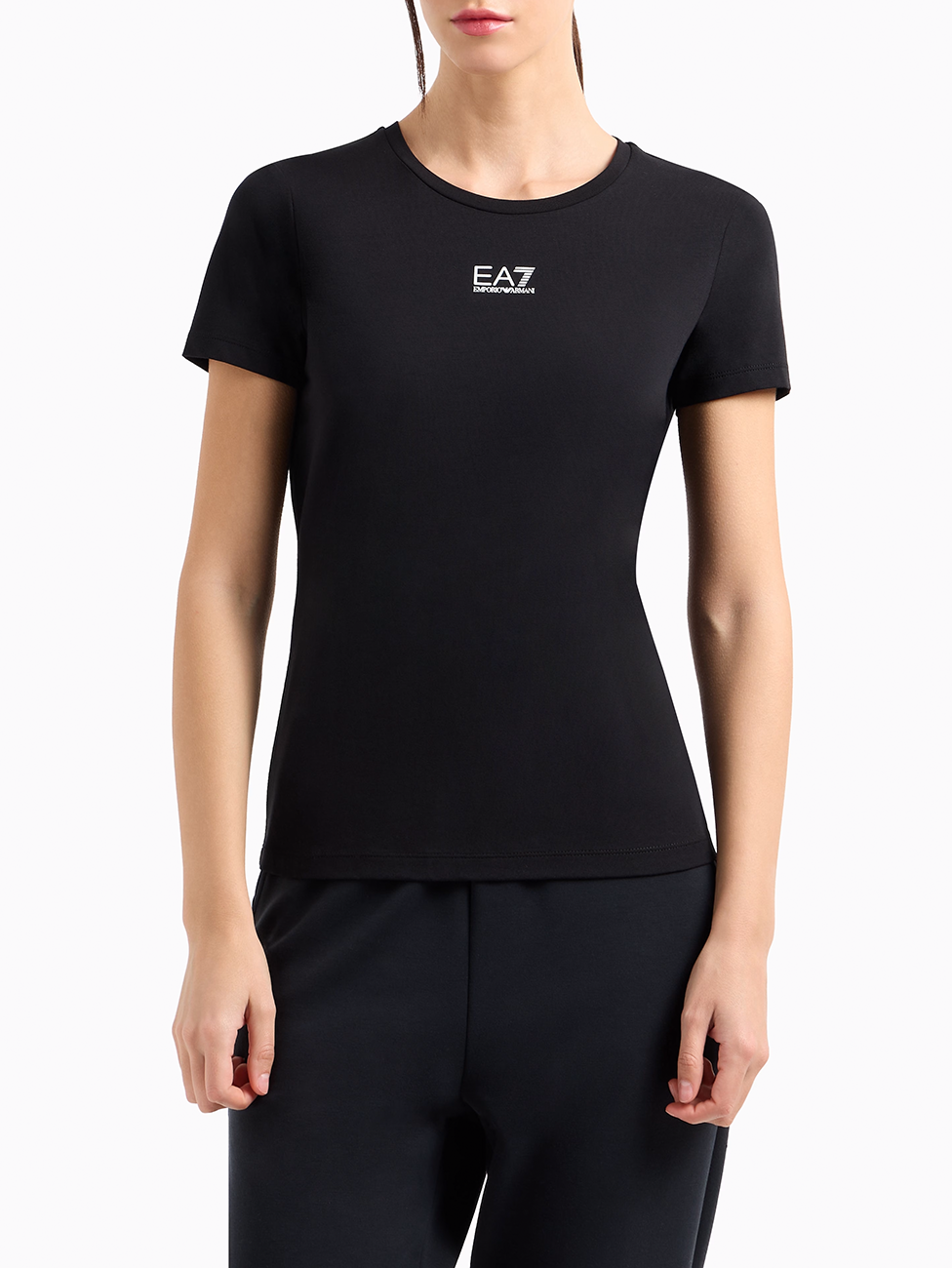 EA7 Logo Series Stretch Cotton And Modal T-Shirt