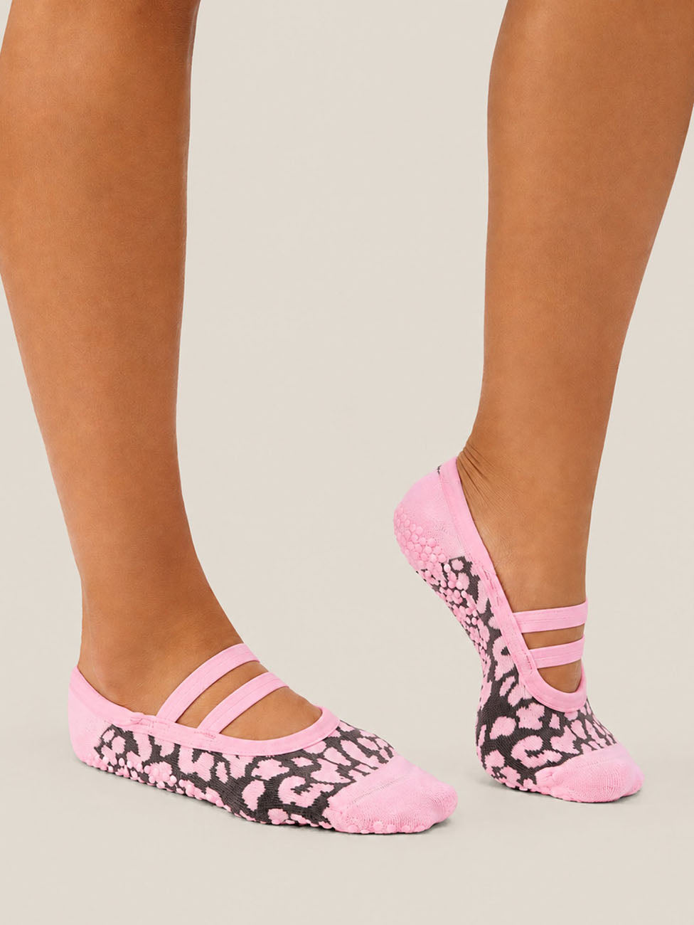 MoveActive Cheetah Pink  Ballet Grip Socks