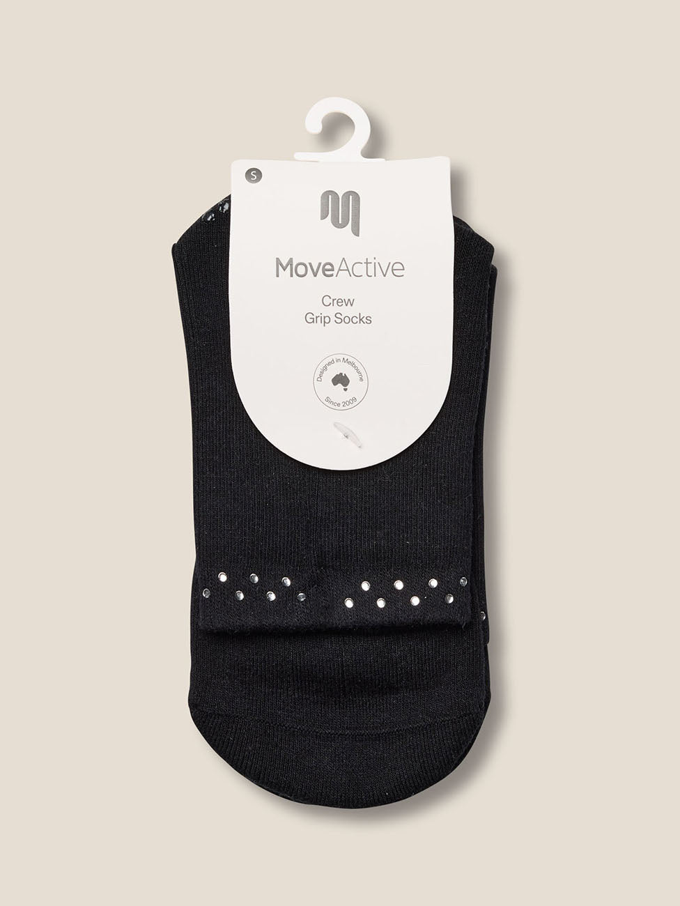 MoveActive Grey Cat Black  Crew Grip Socks