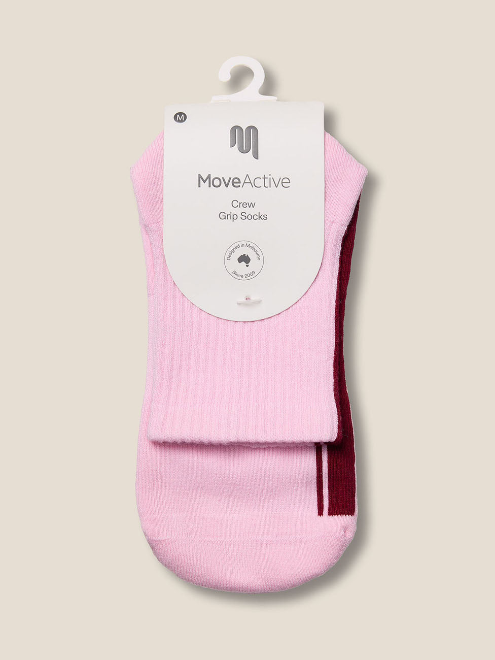MoveActive Racer Pink  Crew Grip Socks