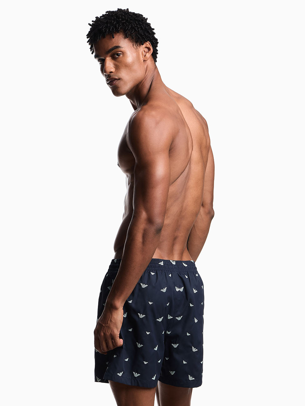 Emporio Armani Micro Eagle Embroidery Beach Shorts
