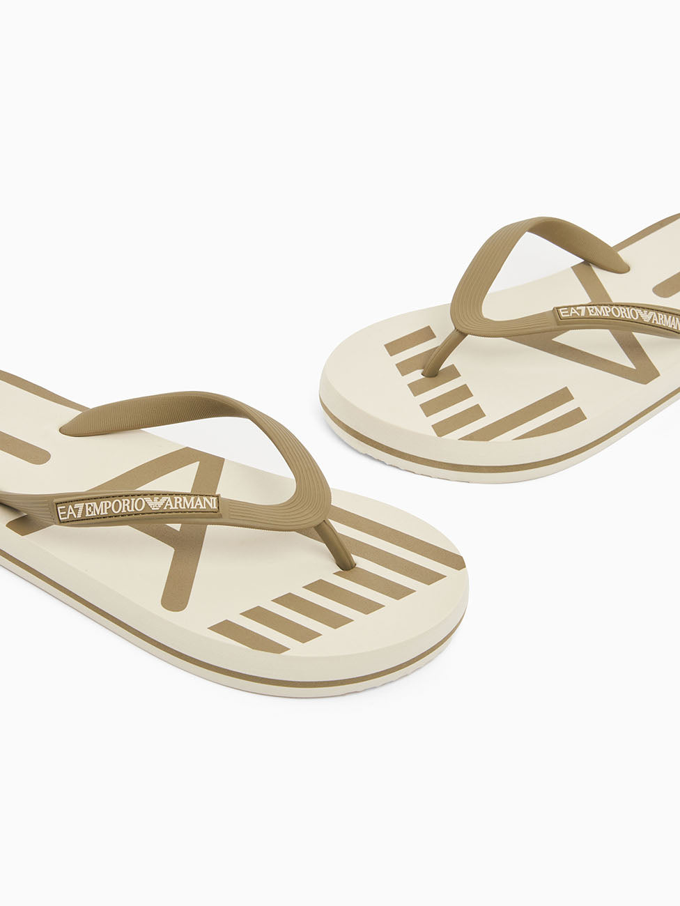 EA7 Martini Olive Oversize Logo Flip Flops