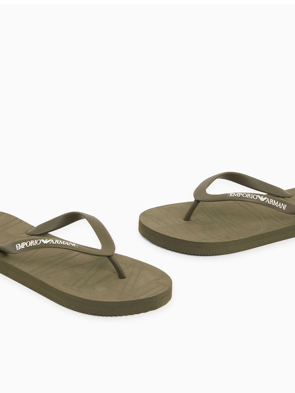 Emporio Armani Olive Green Rubber Flip Flops
