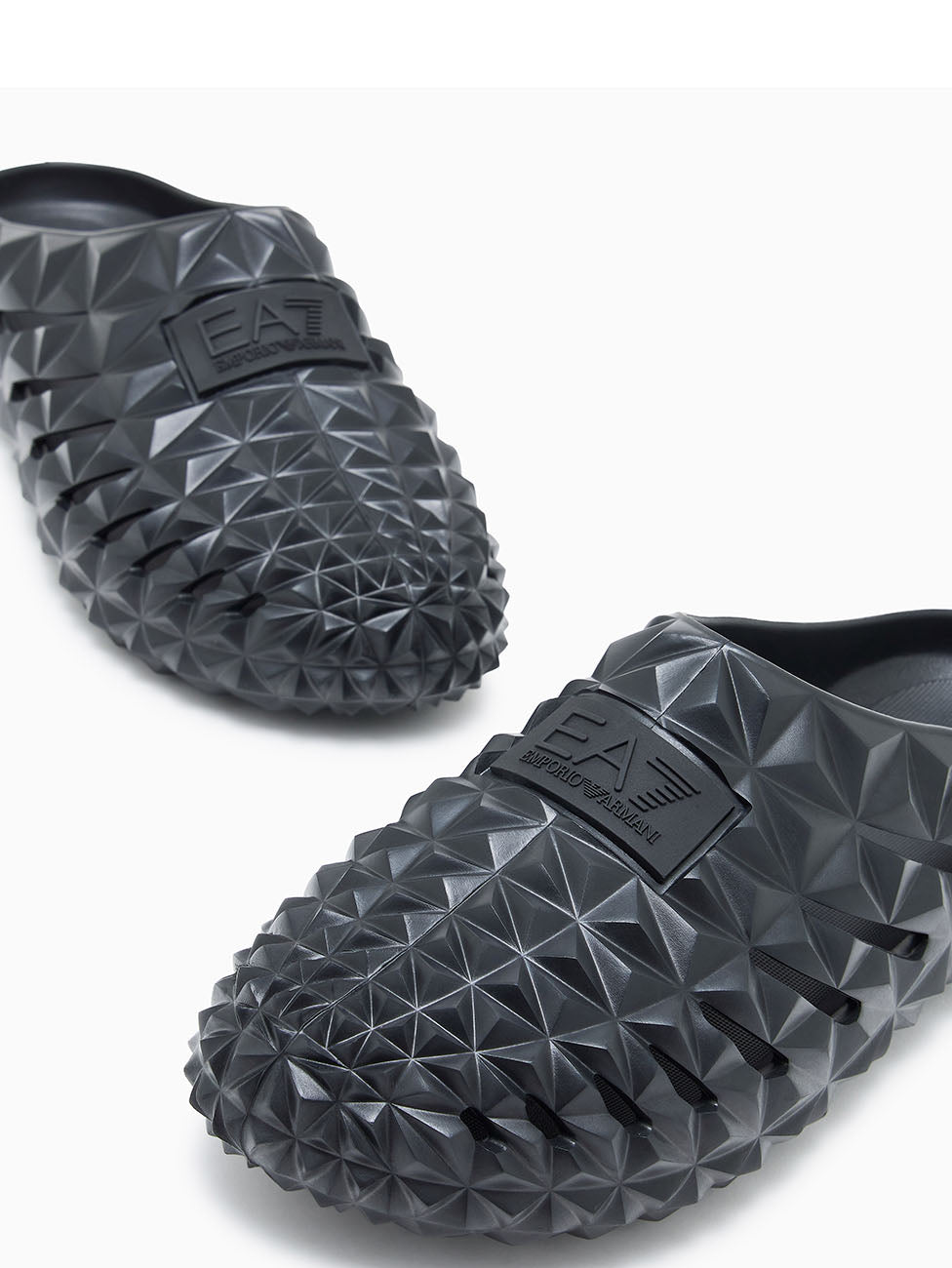 EA7 Black Three-Dimensional Geometric Motif Slippers