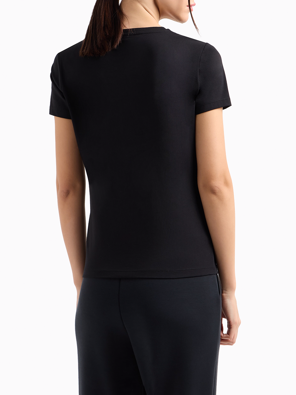 EA7 Logo Series Stretch Cotton And Modal T-Shirt