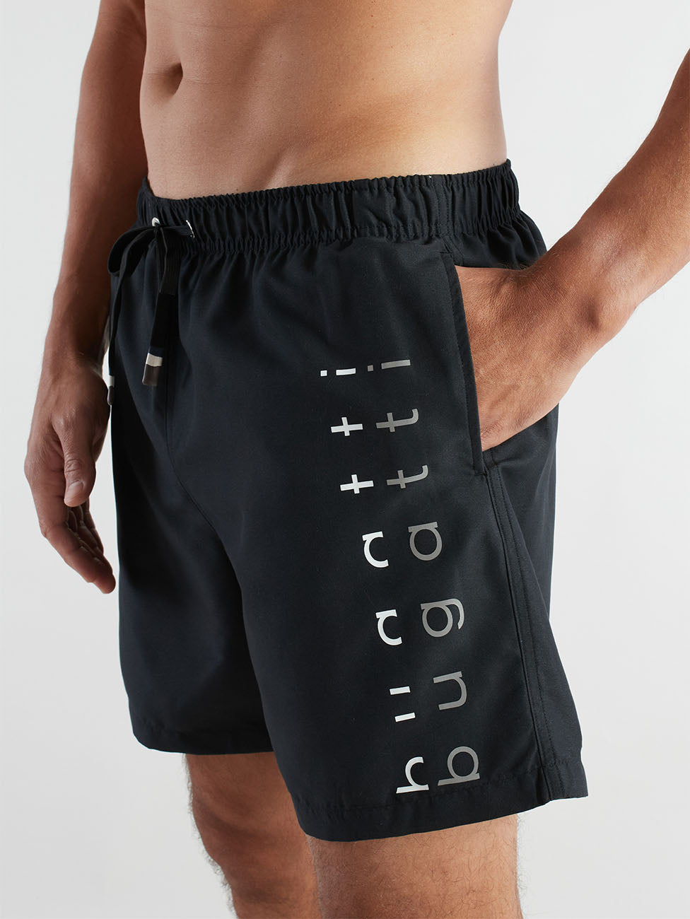 Bugatti Black Logo Print Beach Shorts