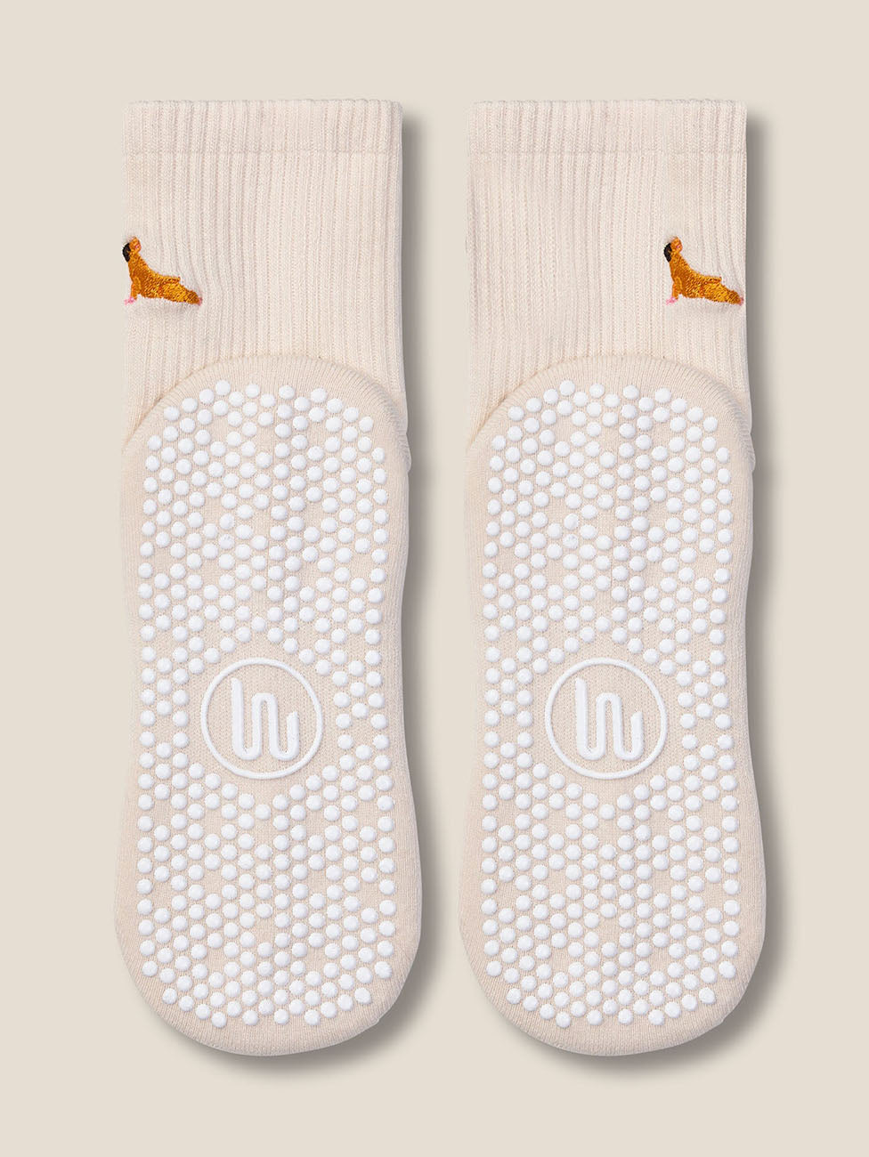 MoveActive Poodle Oat  Crew Grip Socks