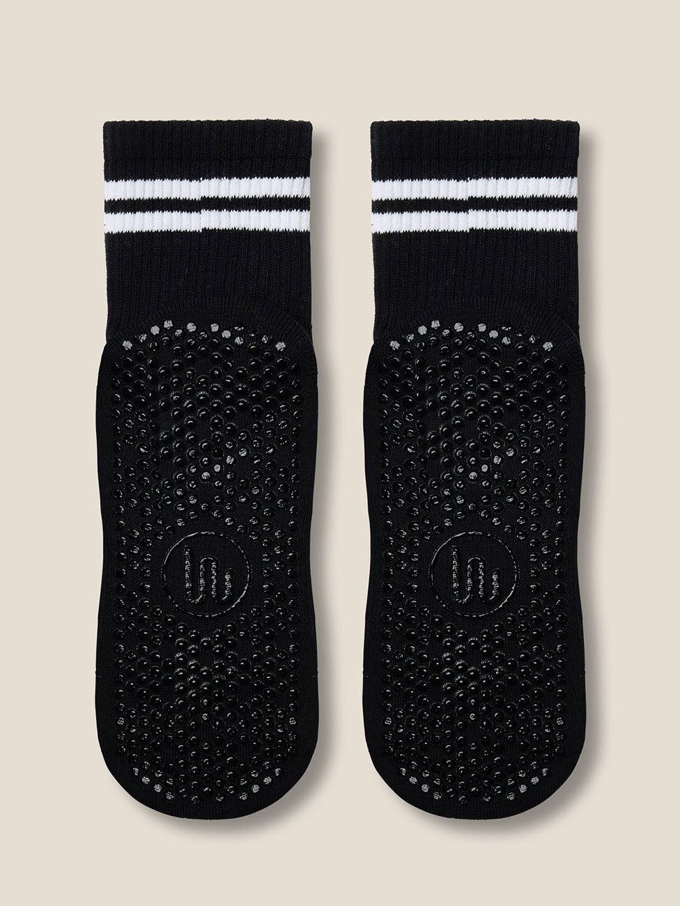 MoveActive Sporty Stripe Black  Crew Grip Socks