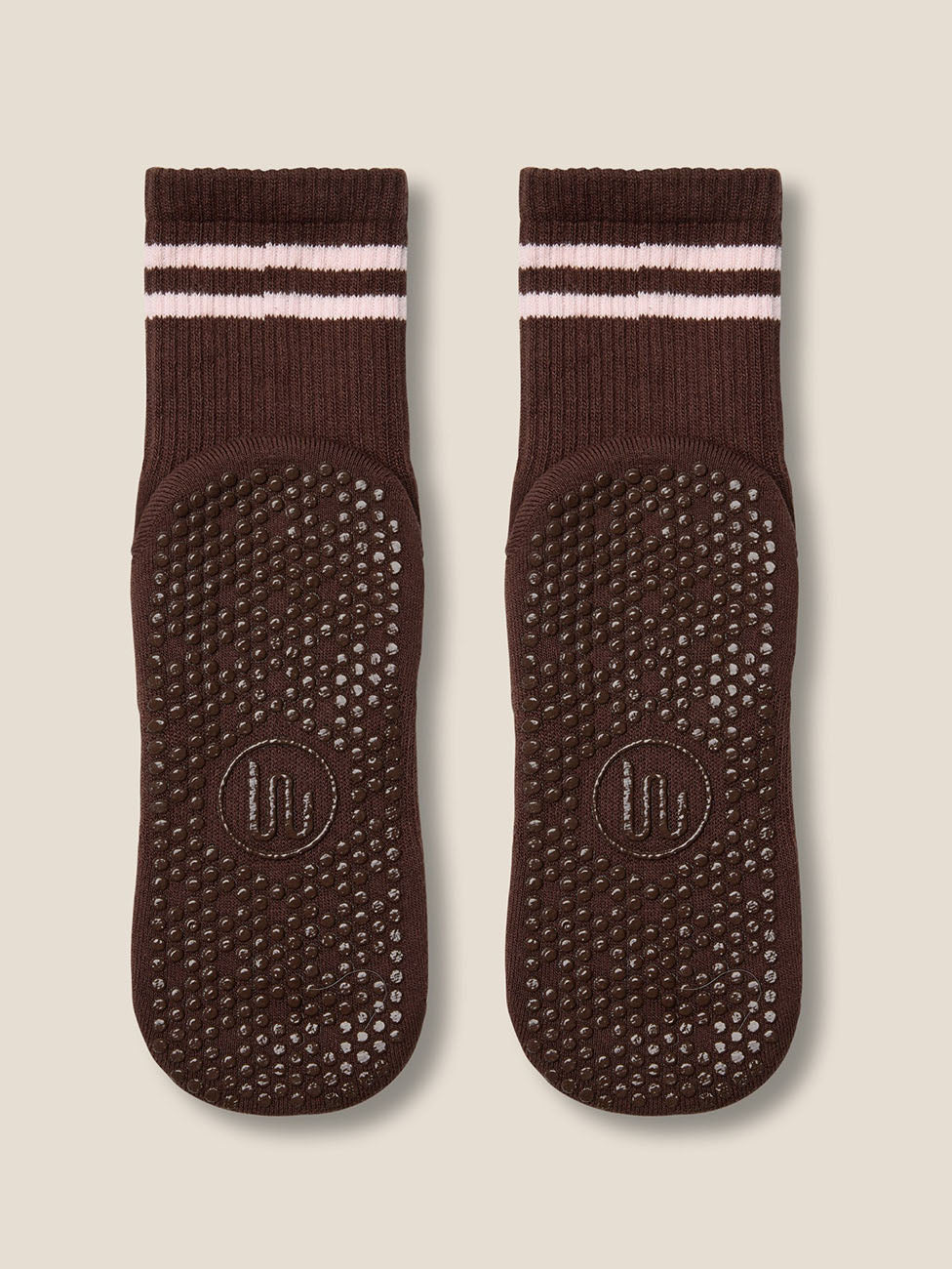 MoveActive Sporty Stripe Espresso  Crew Grip Socks