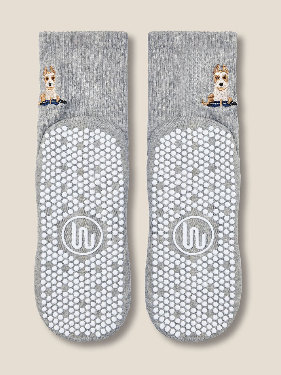 MoveActive Terrier Grey Marle  Crew Grip Socks