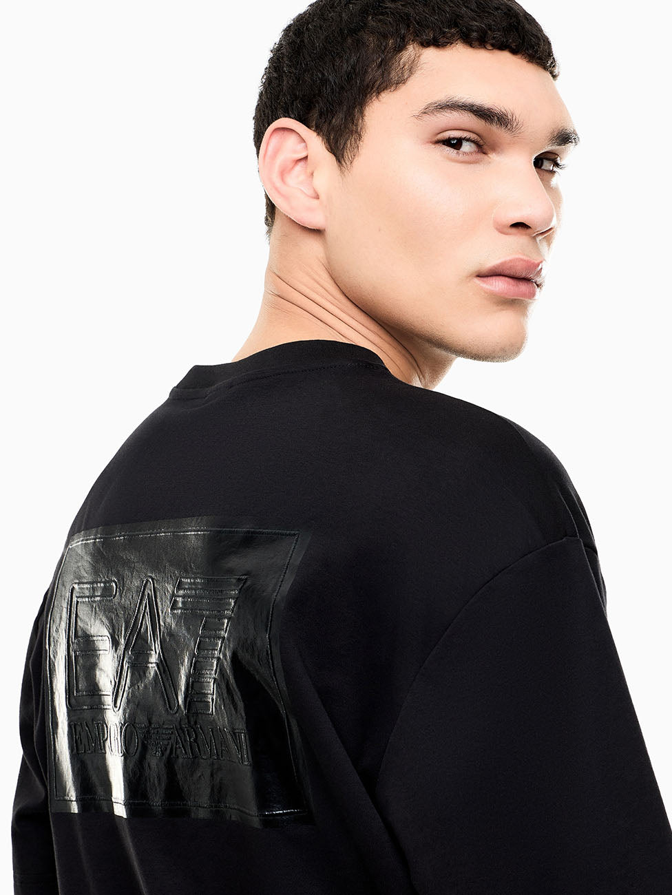 EA7 Black Cotton-Jersey T-Shirt