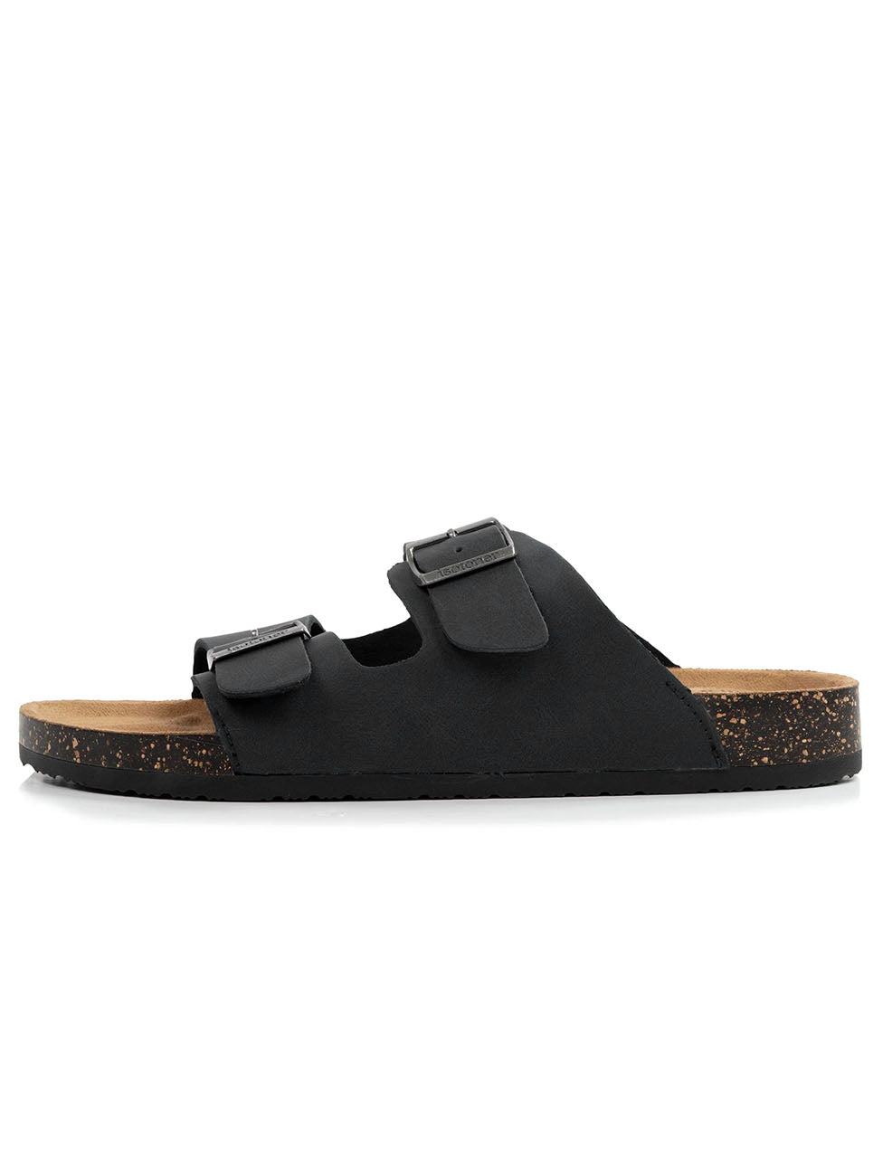 Isotoner Men's Comfort Double Buckle Black Slippers
