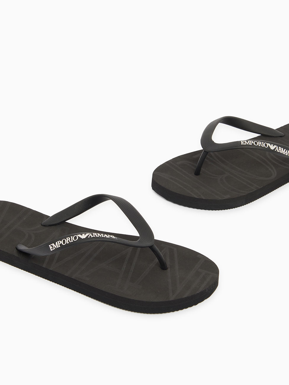 Emporio Armani Black & White Rubber Flip Flops