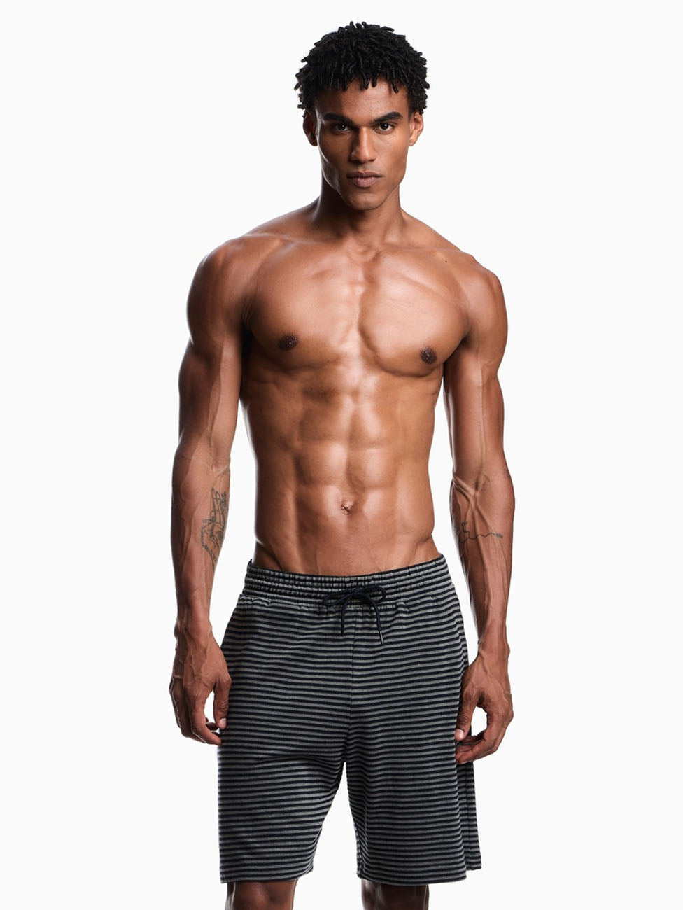 Emporio Armani Striped Knit Cotton Bermuda Shorts