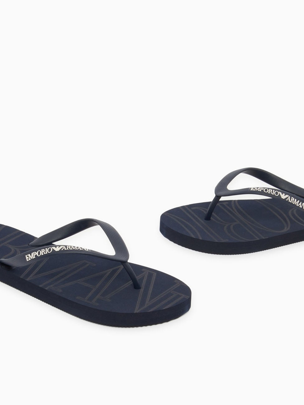 Emporio Armani Blue & White Rubber Flip Flops