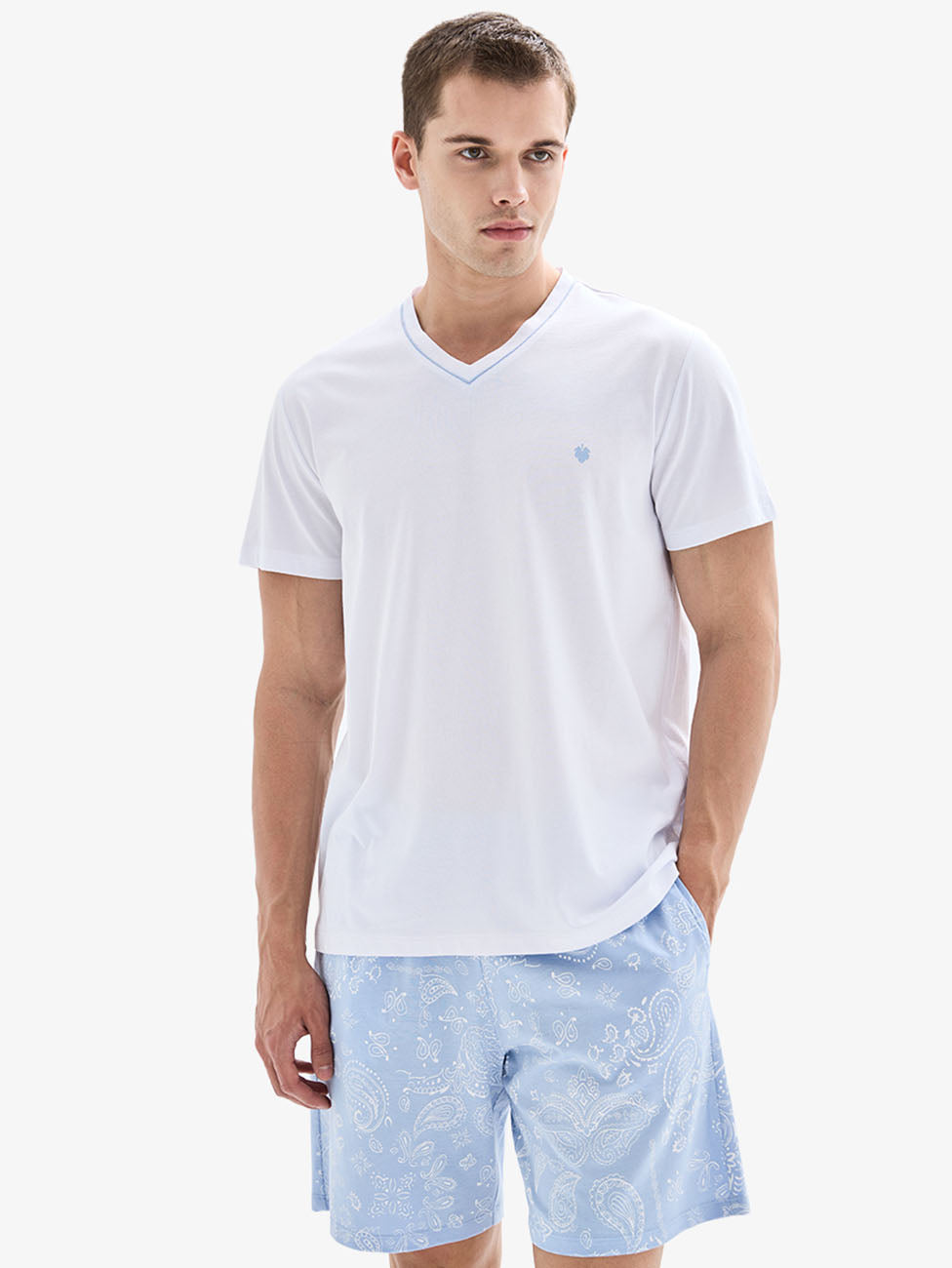 Blackspade Optic White & Blue Men's Short Pyjama