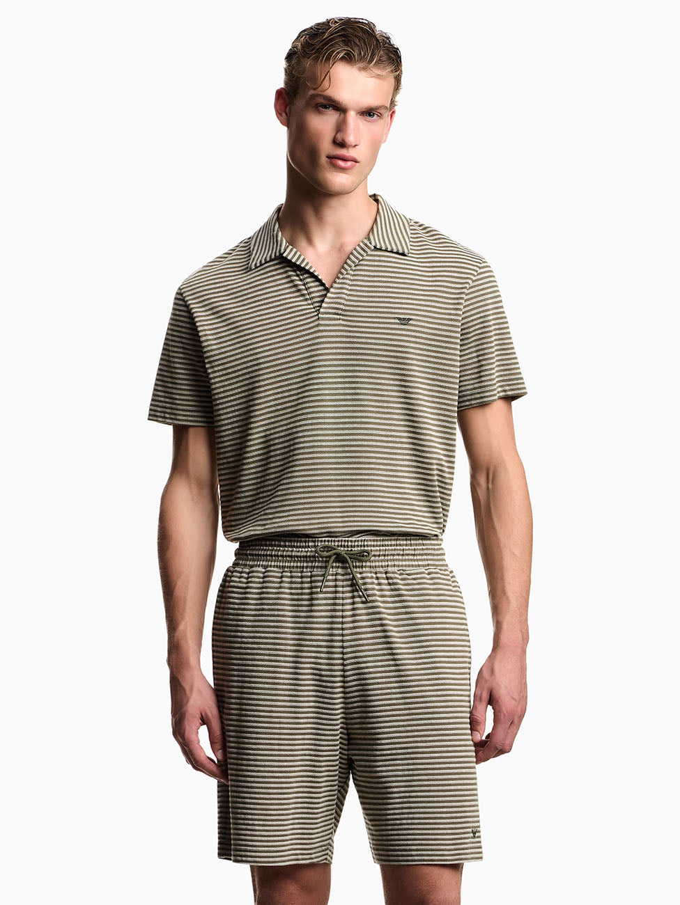 Emporio Armani Striped Knit Cotton Bermuda Shorts