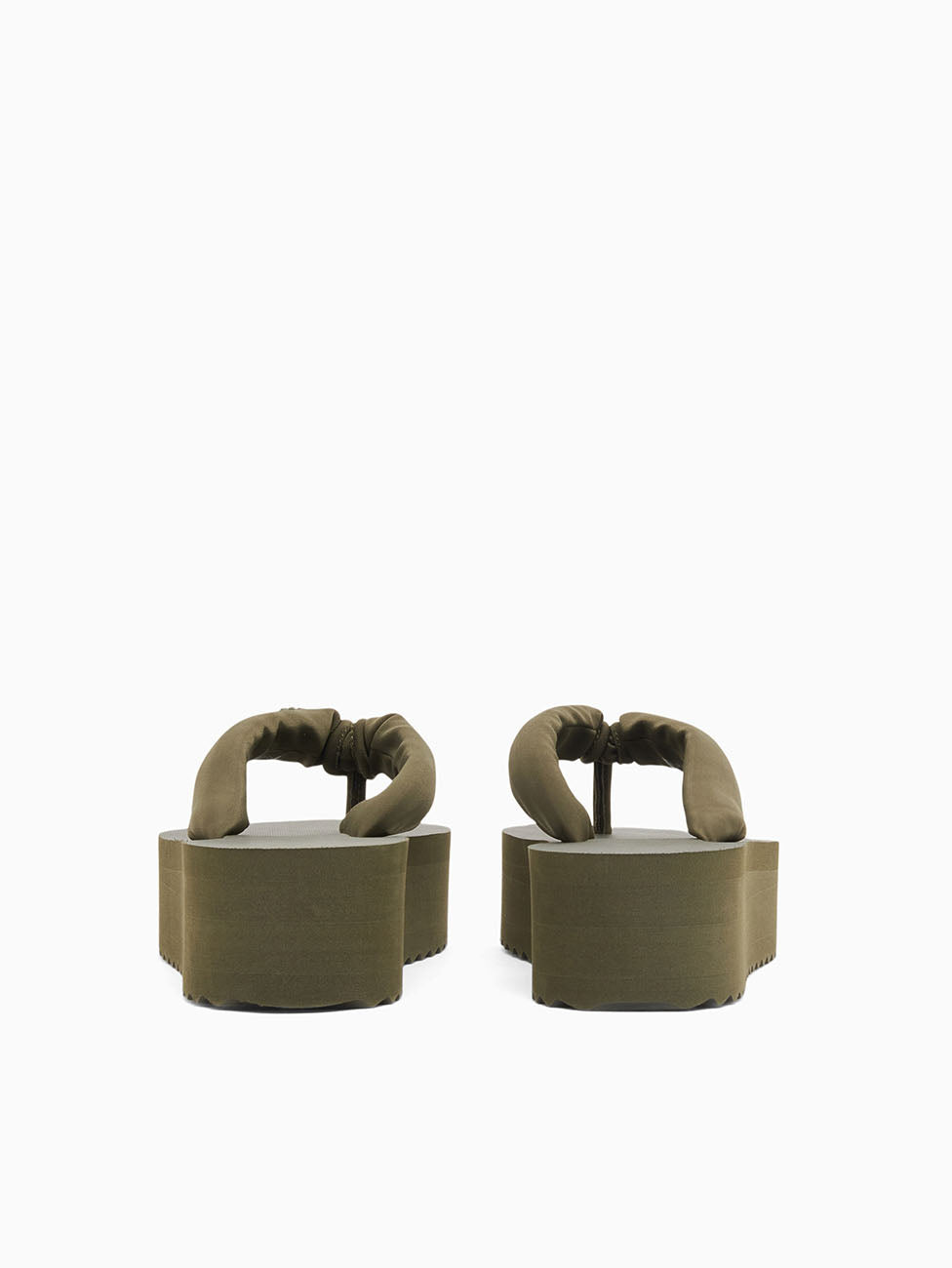 Emporio Armani Olive Green Rubber Wedge Flip Flops