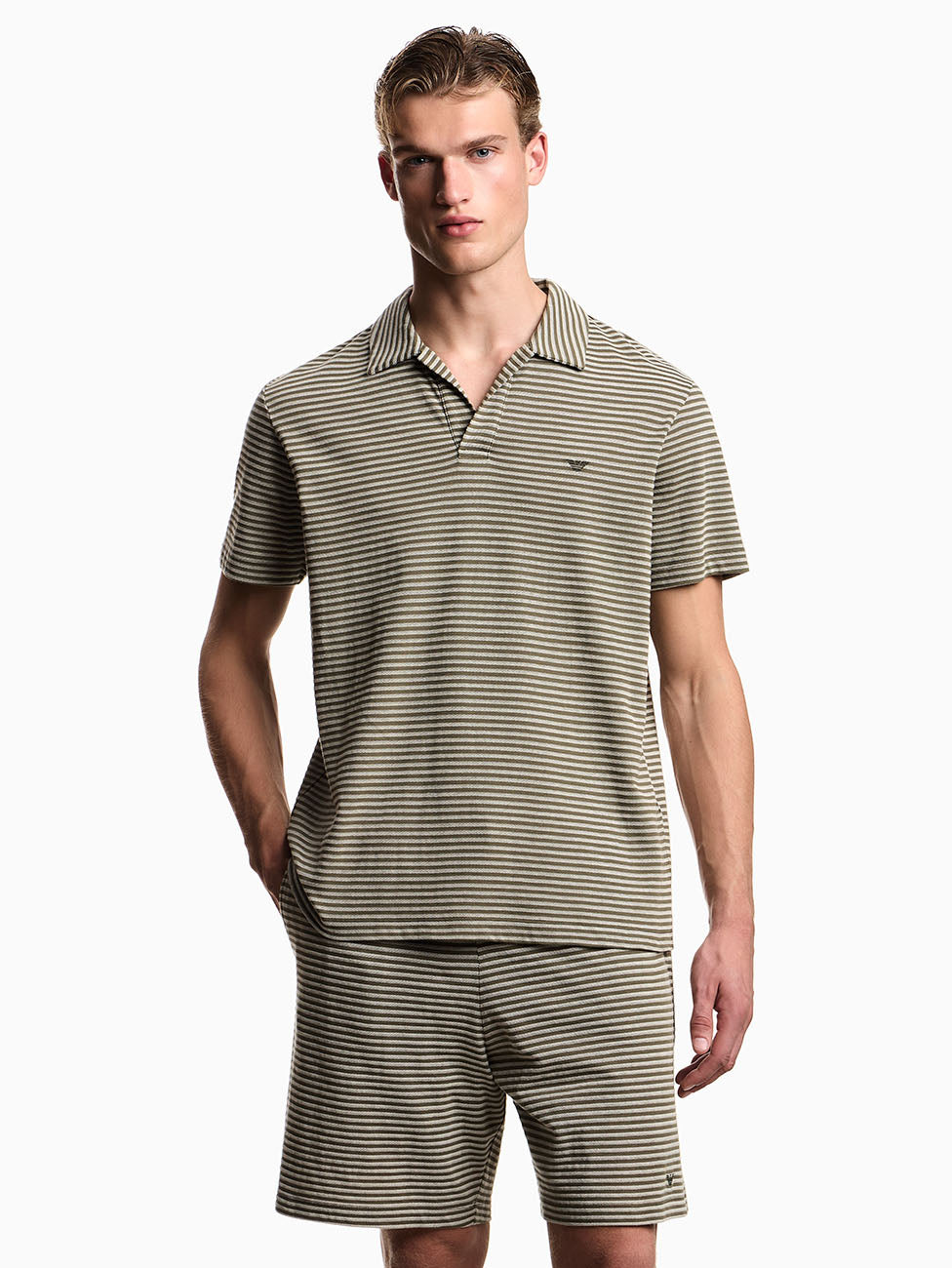 Emporio Armani Striped Knit Polo T-Shirt