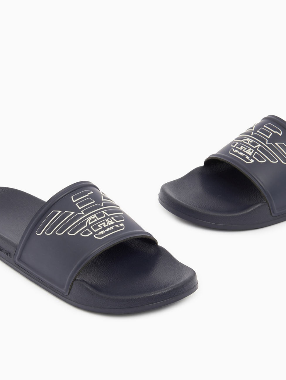 Emporio Armani Blue & White Oversized Eagle Slippers