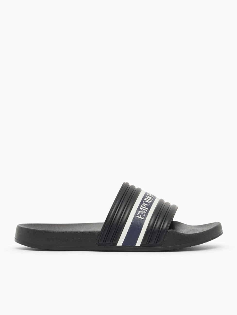 Emporio Armani Black & White Logo Tape Slippers
