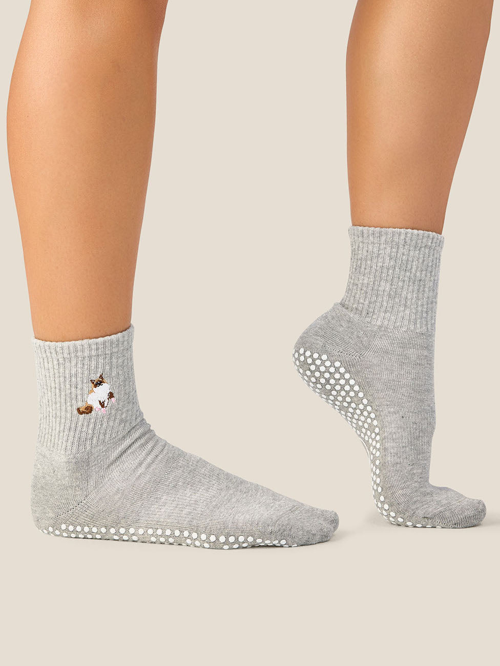 MoveActive Ginger Cat Grey Marle  Crew Grip Socks