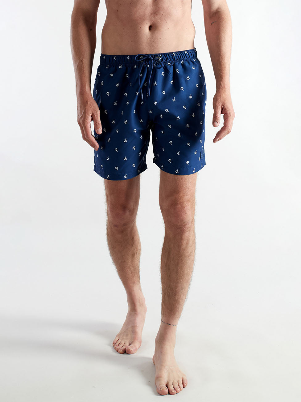 Ceceba Navy Anchor Print Beach Shorts
