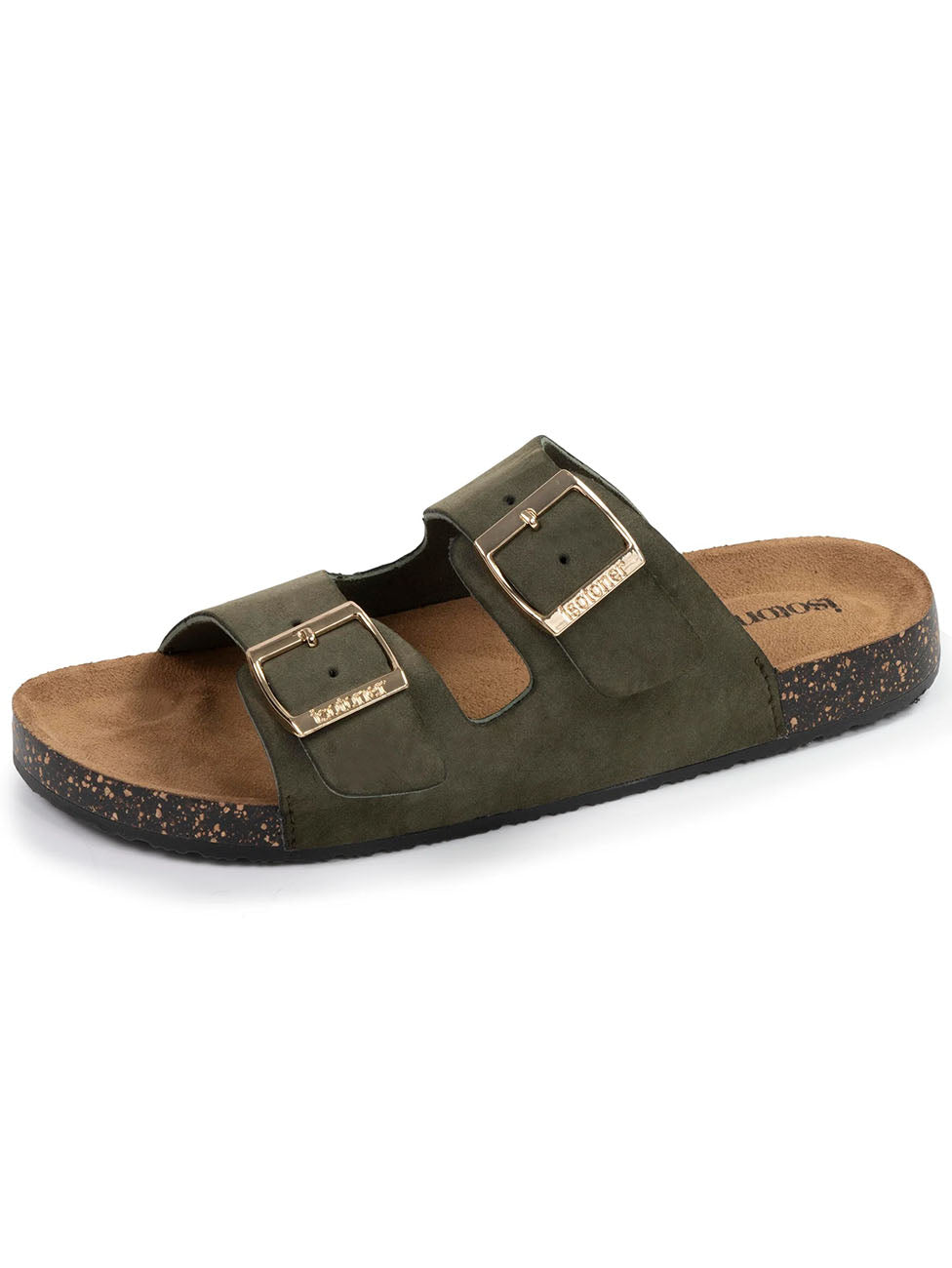 Isotoner Women's Double Strap Black Slippers