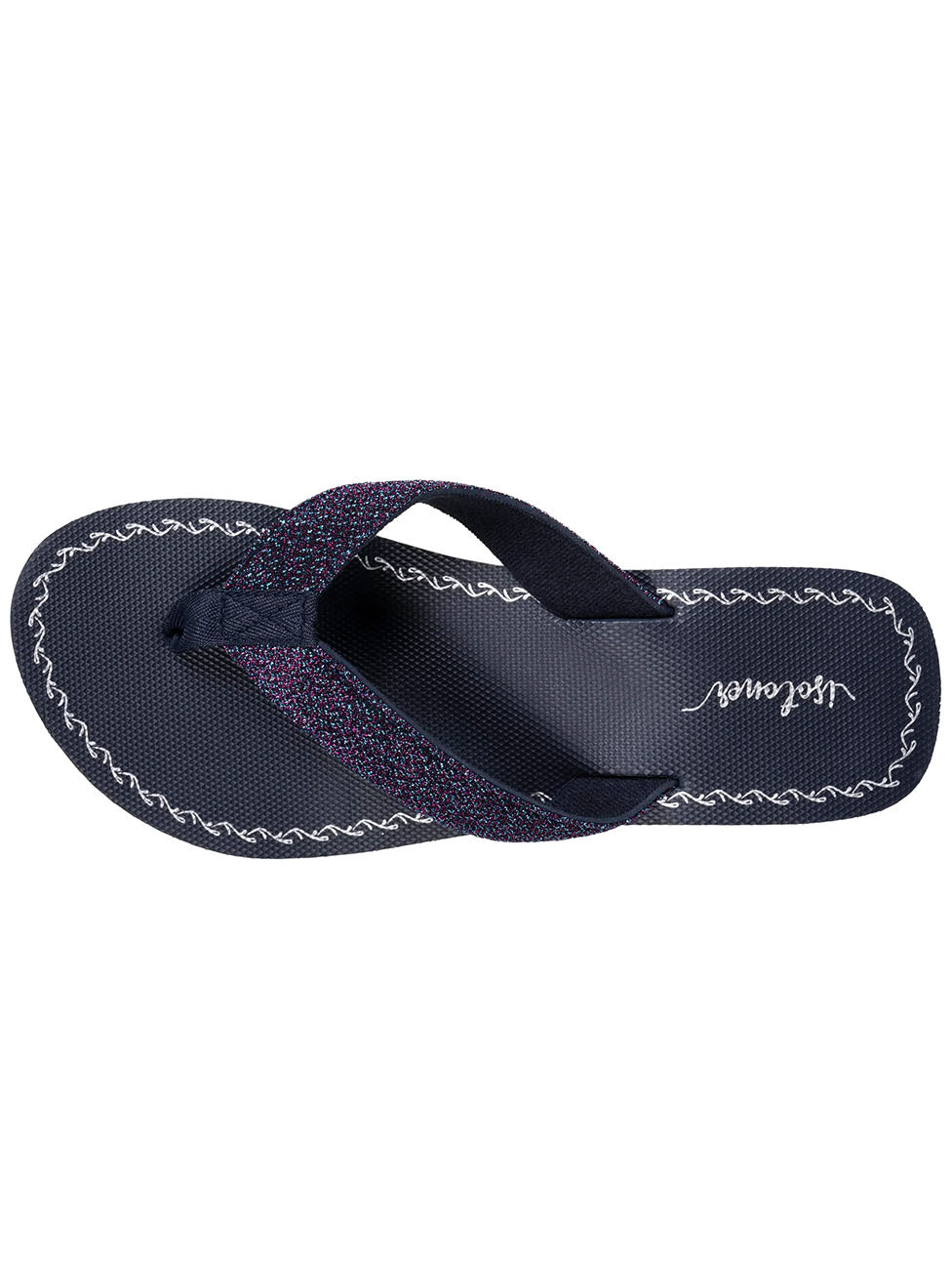 Isotoner Navy Pearl-Heeled Women's Flip-flops