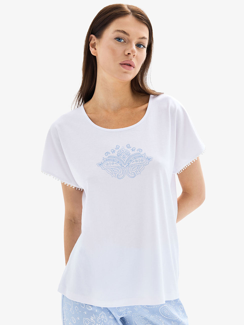 Blackspade White & Blue Women's Pyjama
