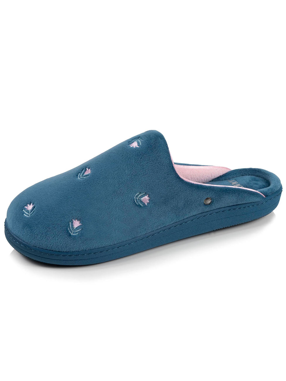 Isotoner Teal Flower Design Women's Slippers