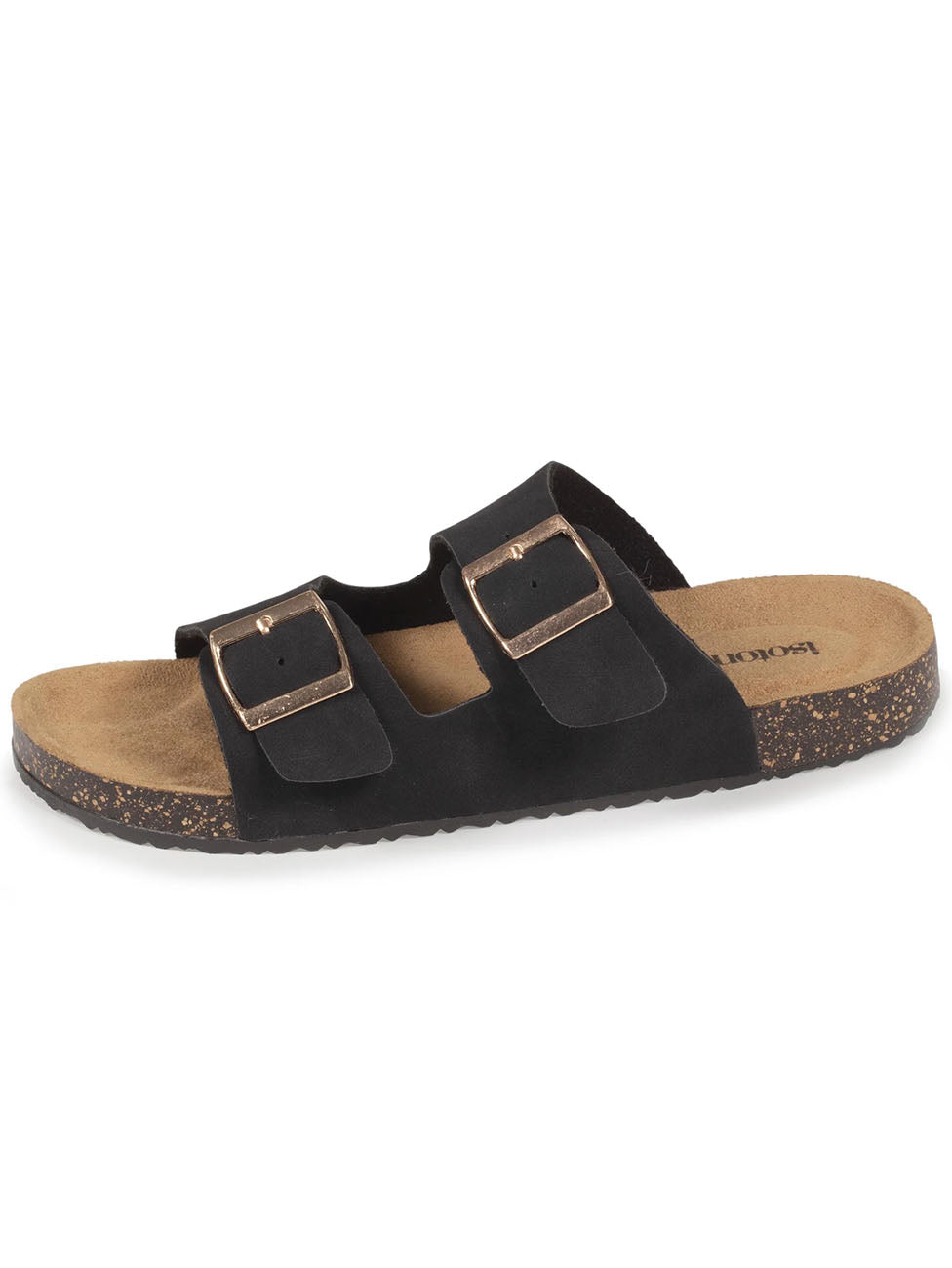 Isotoner Women's Double Strap Black Slippers