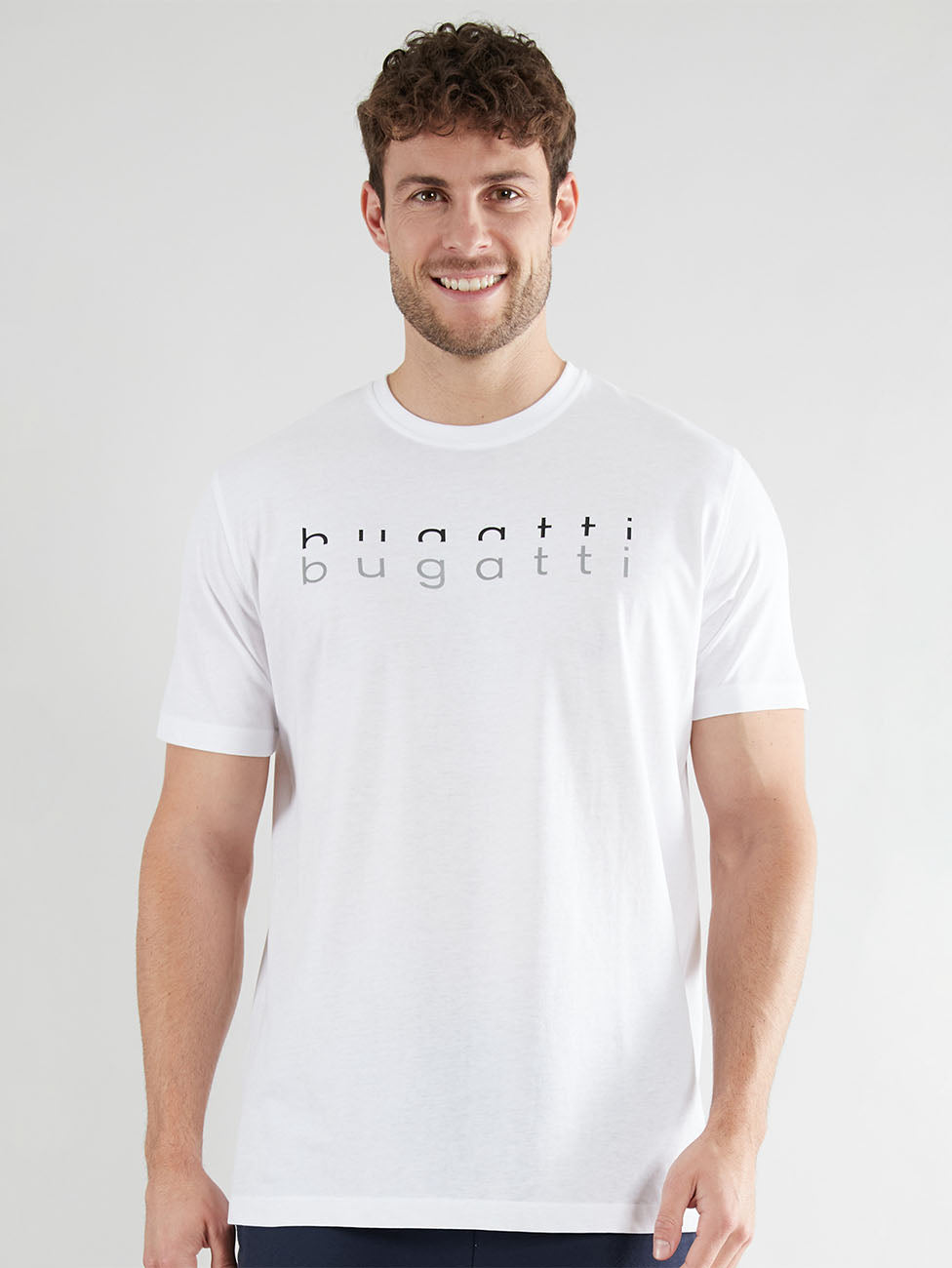 Bugatti White Logo Crew Neck T-Shirt
