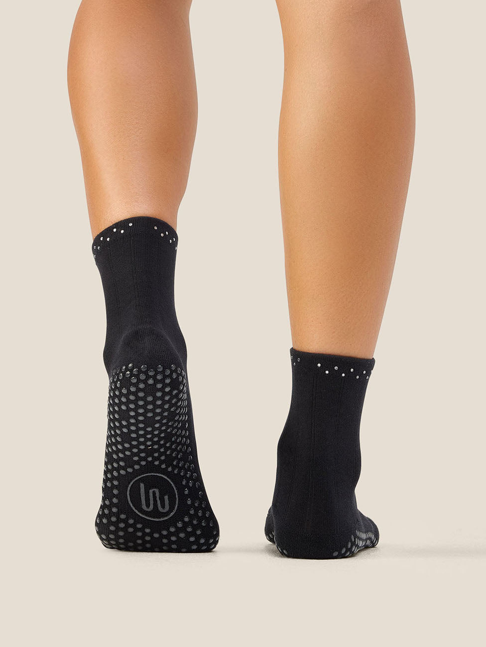 MoveActive Grey Cat Black  Crew Grip Socks