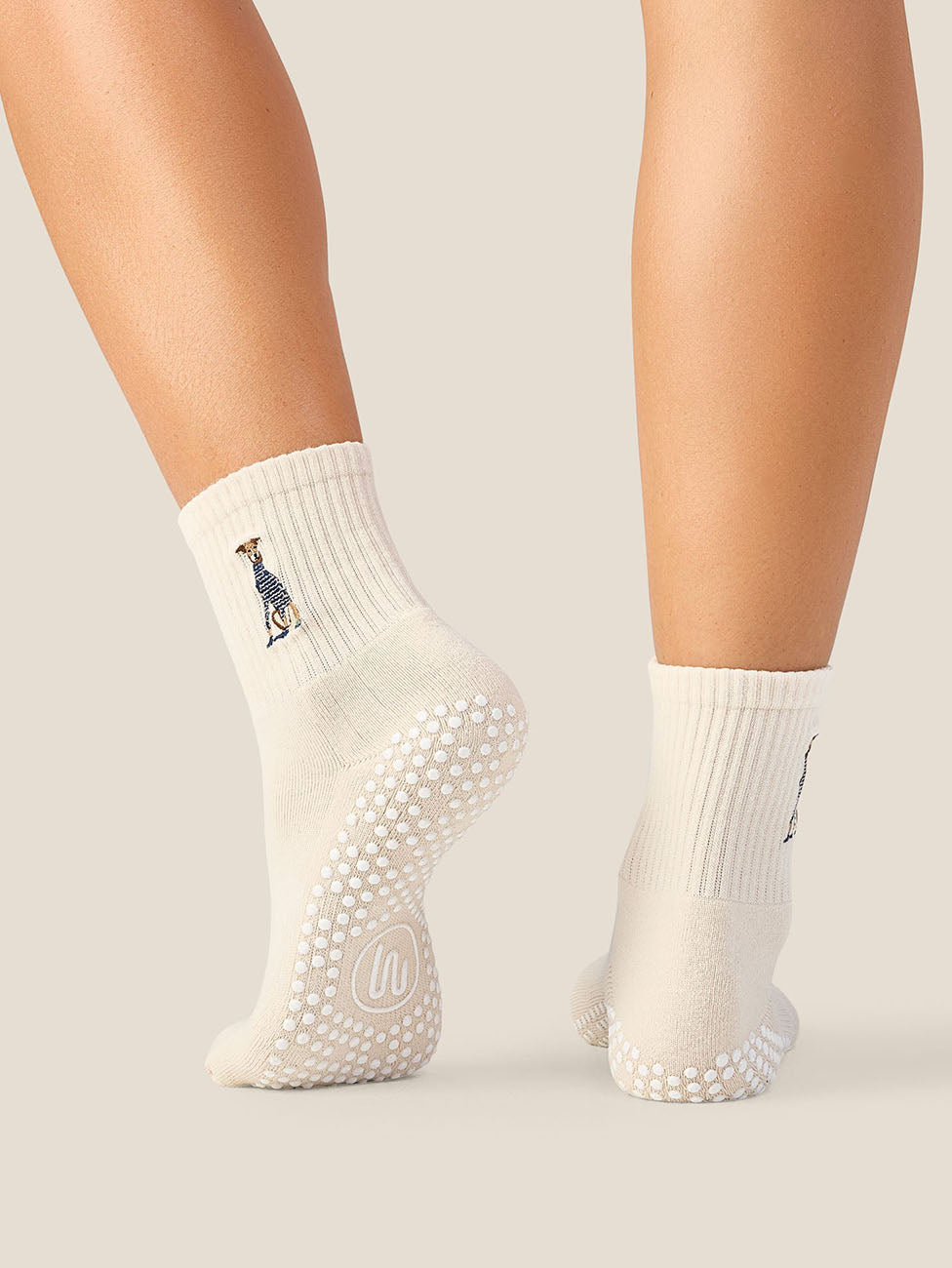 MoveActive Greyhound Oat  Crew Grip Socks