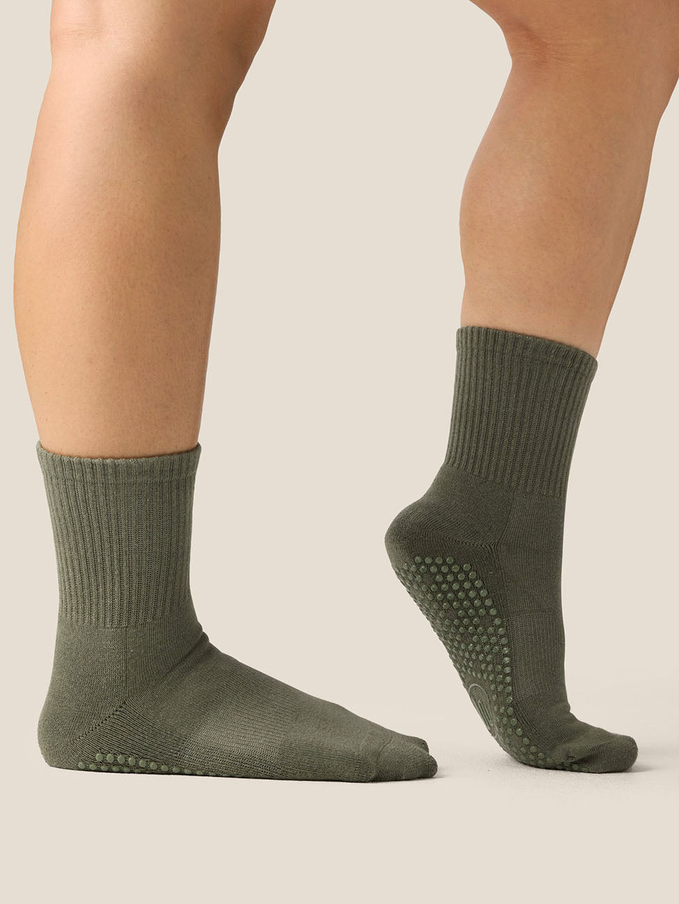MoveActive Khaki  Crew Grip Socks
