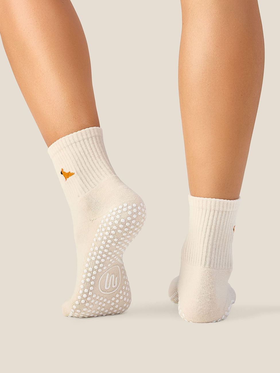 MoveActive Poodle Oat  Crew Grip Socks