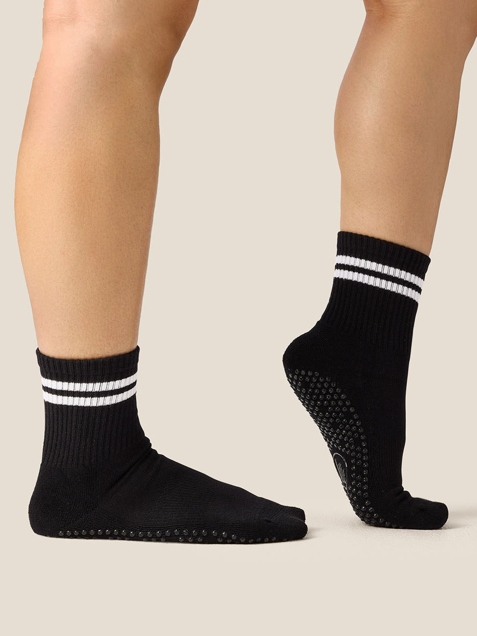 MoveActive Sporty Stripe Black  Crew Grip Socks