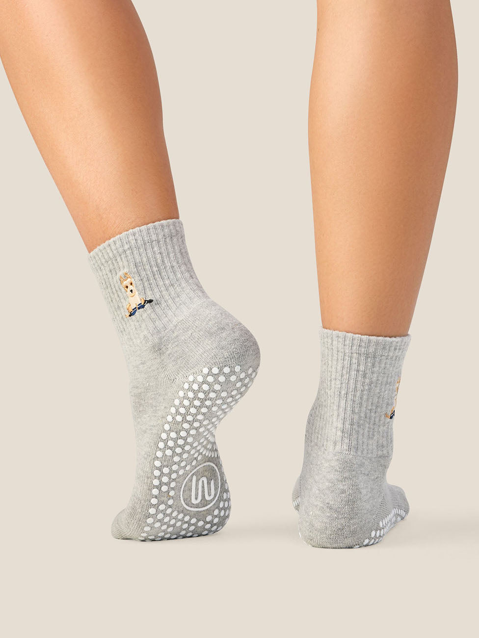 MoveActive Terrier Grey Marle  Crew Grip Socks