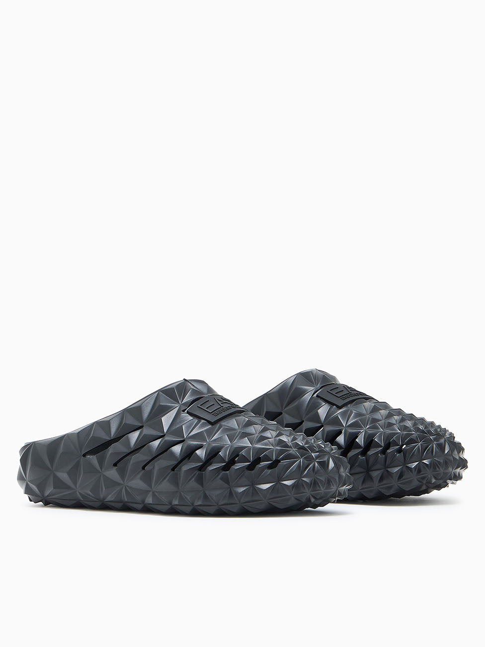 EA7 Black Three-Dimensional Geometric Motif Slippers