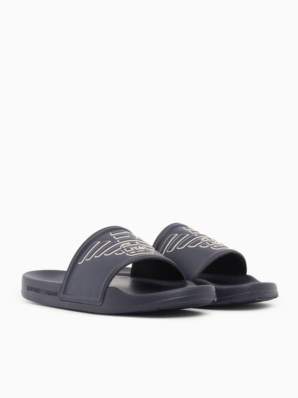 Emporio Armani Blue & White Oversized Eagle Slippers