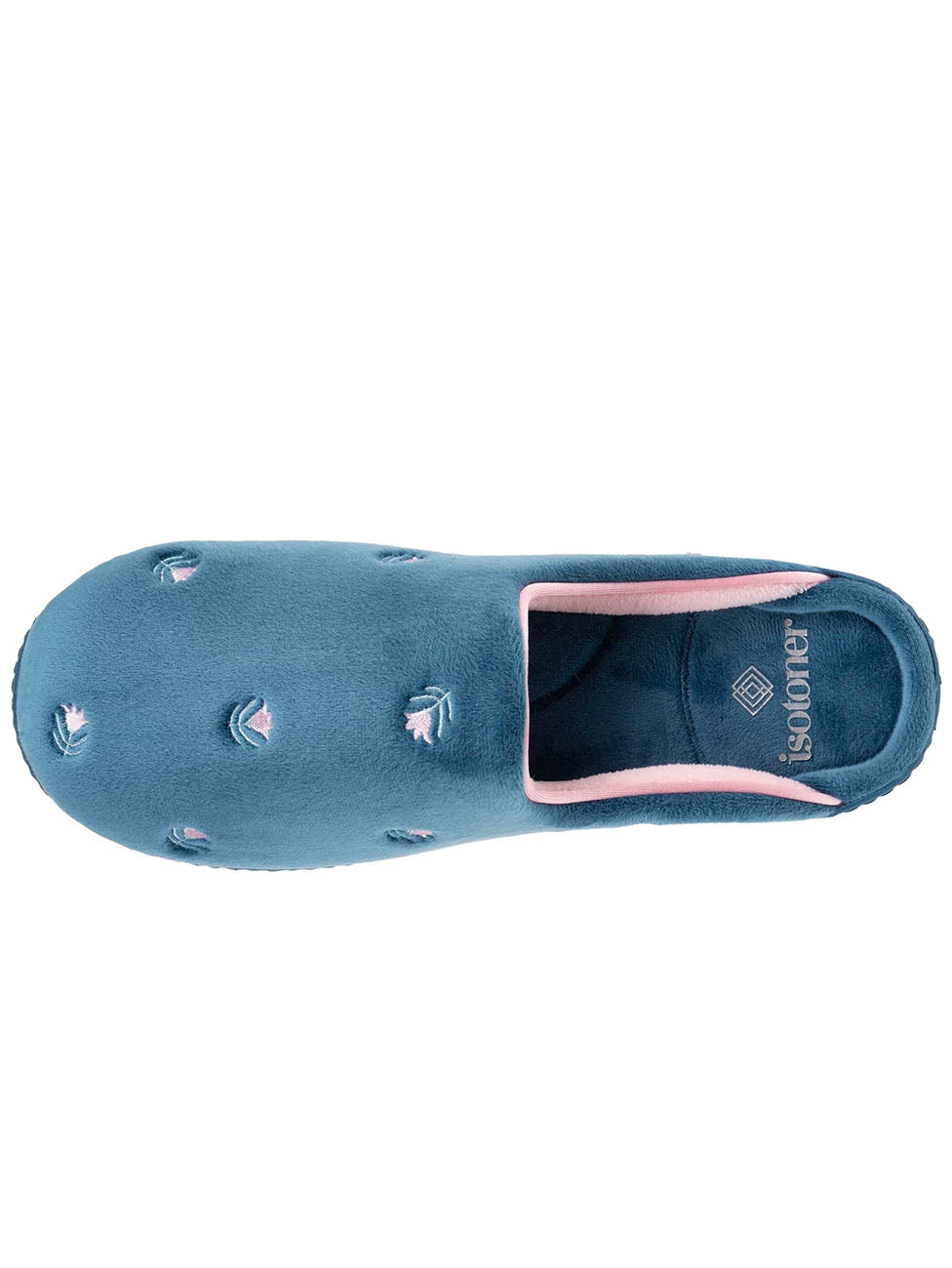Isotoner Teal Flower Design Women's Slippers