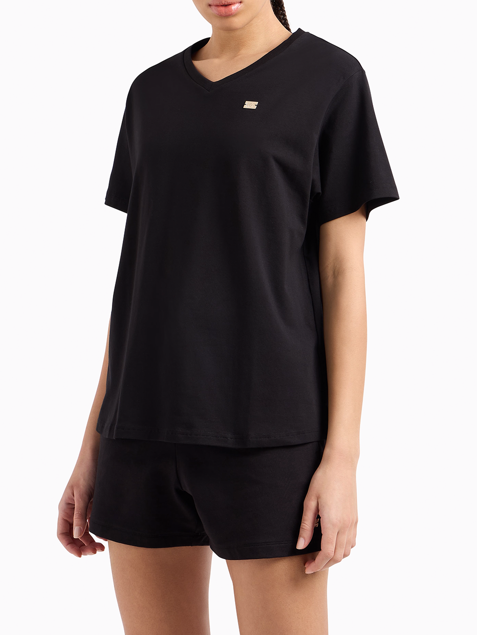 EA7 Core Lady Stretch Cotton Jersey V-Neck T-Shirt