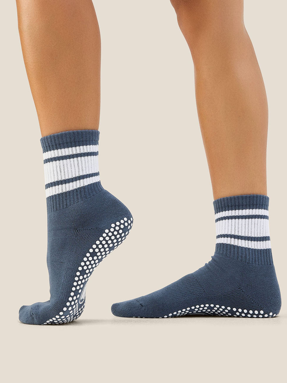MoveActive French Navy Stripe  Crew Grip Socks